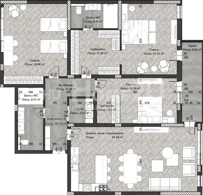 Снимка 2 — Многостаен апартамент в София, Зона Б-18