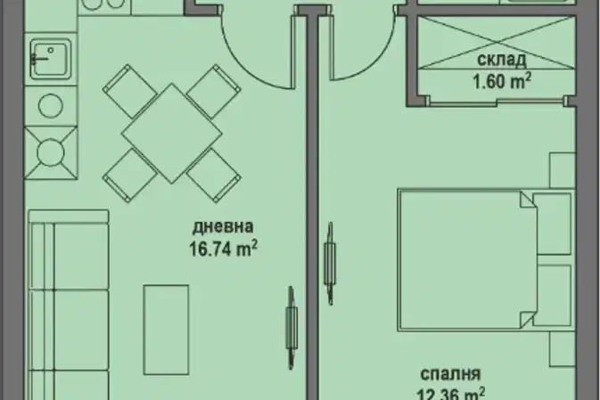 Двустаен апартамент в Банкя
