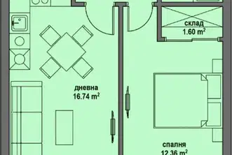 Двустаен апартамент в Банкя