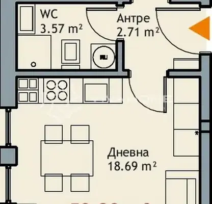 Снимка 3 — Двустаен апартамент в к.к. Чайка, Варна с лоджия