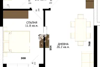 Двустаен апартамент в Кайсиева ина