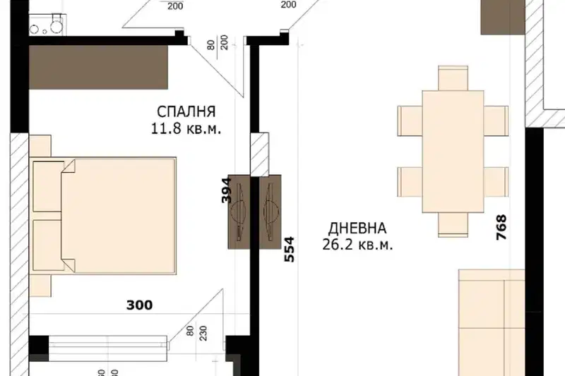 2-bedroom apartment in Кайсиева ина