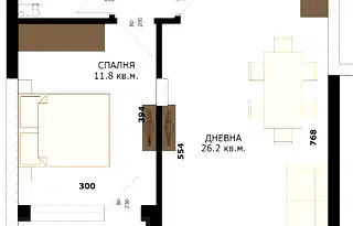 Двустаен апартамент в Кайсиева ина