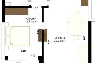Двустаен апартамент в Кайсиева ина
