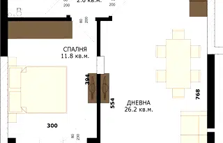 Двустаен апартамент в Кайсиева ина