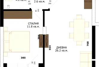 Двустаен апартамент в Кайсиева ина