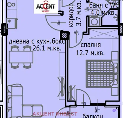 Снимка 4 — Двустаен апартамент в Кайсиева ина