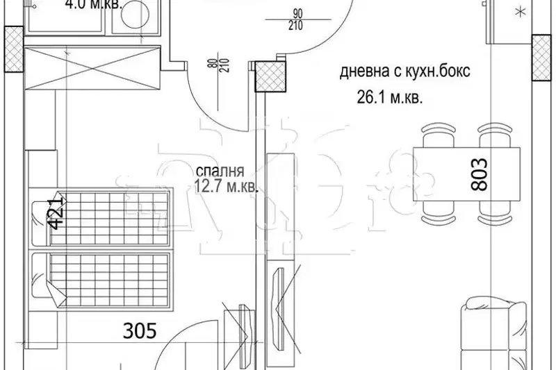 Двустаен апартамент в Кайсиева ина