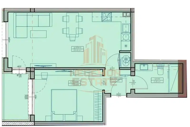 2-bedroom apartment in Кайсиева ина
