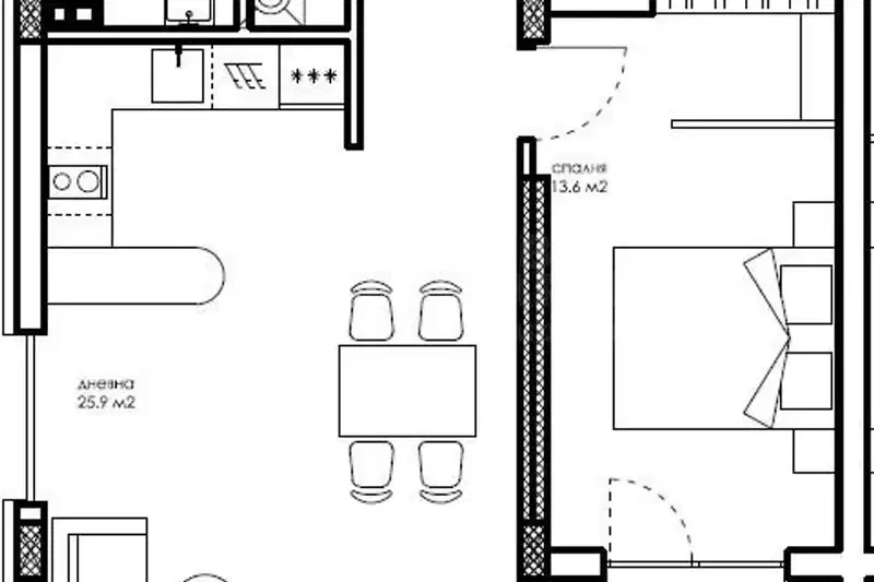 2-bedroom apartment in Кайсиева ина