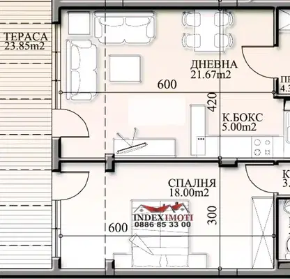 Снимка 3 — Двустаен апартамент в Стара Загора, Аязмото