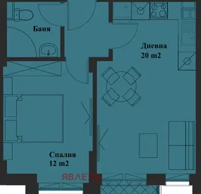 Снимка 2 — Двустаен апартамент с южно изложение в Банишора, София