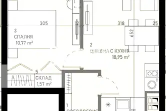 Двустаен апартамент в София, Банишора