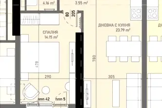 Двустаен апартамент в София, Банишора