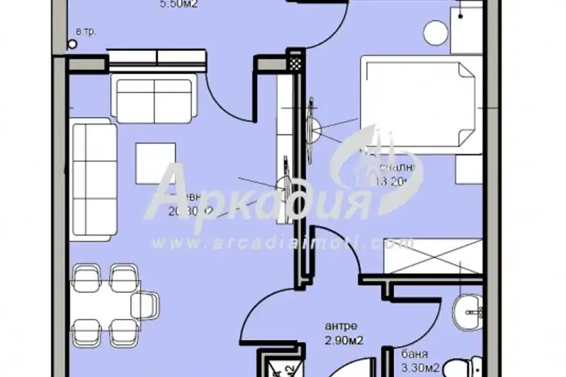 New 2-room apartment with terrace in Belomorski, Plovdiv