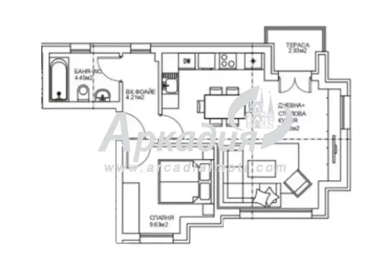 Spacious 2-room apartment with terrace in Belomorski, Plovdiv