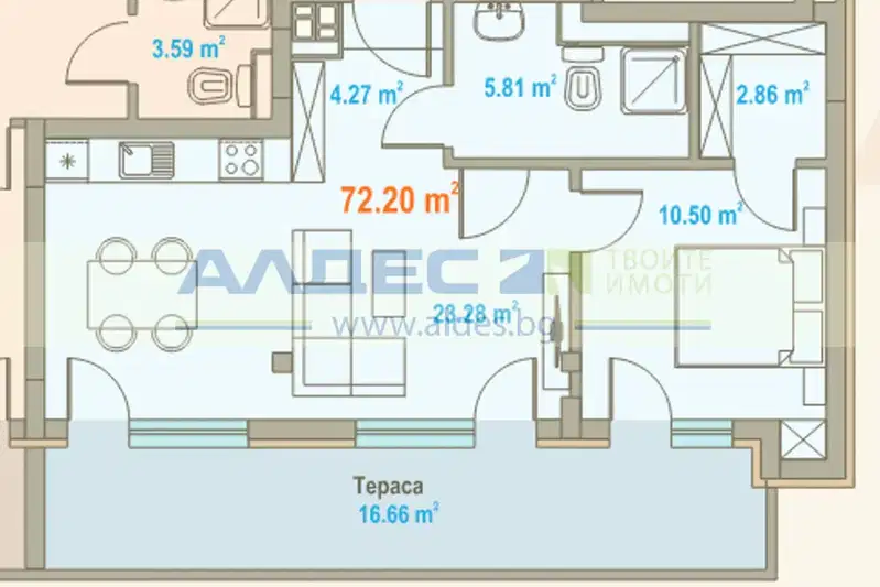 2-bedroom apartment in Sofia, Centyr