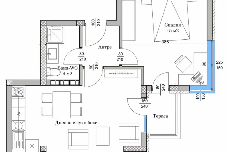 2-bedroom apartment in Plovdiv, Centyr