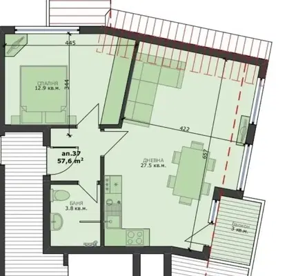 Photo 4 — 2-bedroom apartment in Varna, Centyr