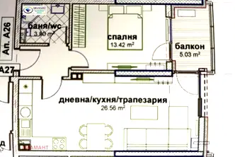 Двустаен апартамент в Русе, Център