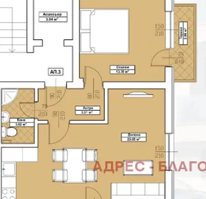 Снимка 5 — Двустаен апартамент в Еленово 2, Благоевград с две тераси