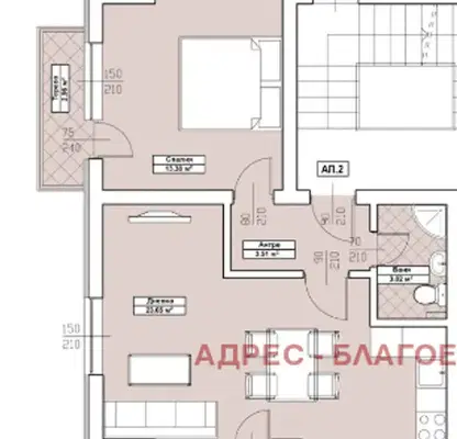 Снимка 5 — Двустаен апартамент с две тераси в Еленово 2, Благоевград