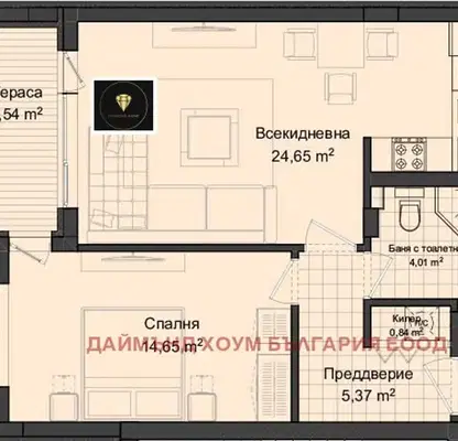 Снимка 2 — Двустаен апартамент в Пловдив, Гагарин