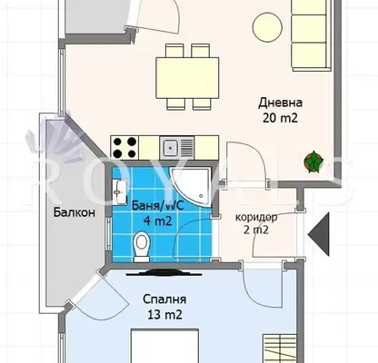 Снимка 2 — Двустаен апартамент във Варна, Гранд Мол