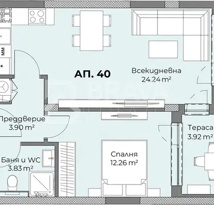 Снимка 2 — Двустаен апартамент в Пловдив, Христо Смирненски