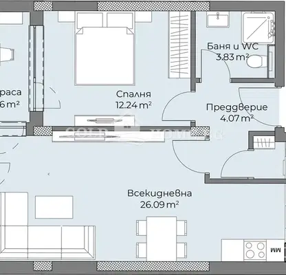 Снимка 4 — Двустаен апартамент с тераса в кв. Христо Смирненски, Пловдив