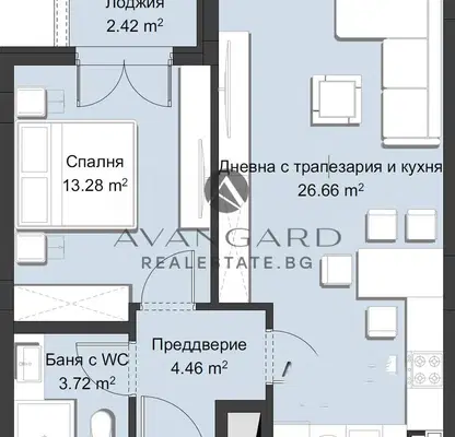 Снимка 2 — Двустаен апартамент в Пловдив, Христо Смирненски