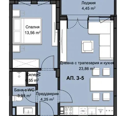 Снимка 5 — Двустаен апартамент в Пловдив, Христо Смирненски