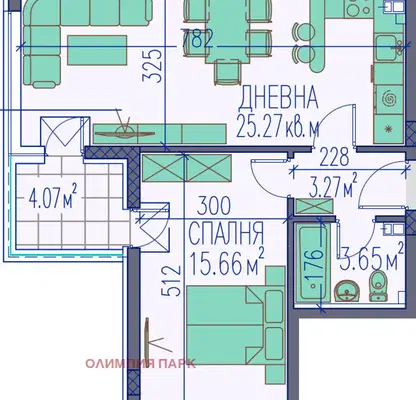 Снимка 2 — Двустаен апартамент в Пловдив, Каменица 2