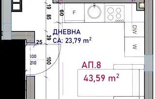 Двустаен апартамент в Бургас, Крайморие