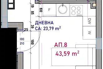 Двустаен апартамент в Бургас, Крайморие