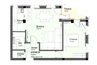 Двустаен апартамент в София, Красно село
