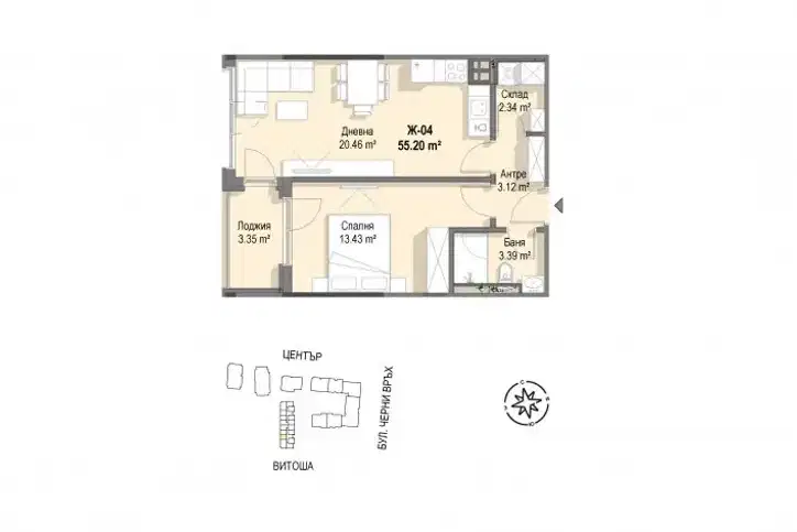 2-bedroom apartment in Sofiya, Krystova Vada
