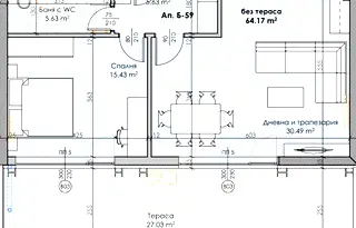 Двустаен апартамент в Пловдив, Кършияка