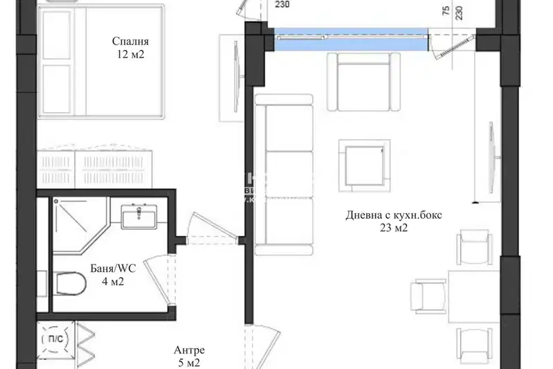 2-bedroom apartment in Plovdiv, Kyrshiyaka