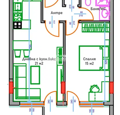 Снимка 2 — Двустаен апартамент в Пловдив, Кършияка