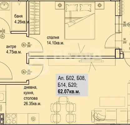 Снимка 2 — Двустаен апартамент в Пловдив, Кършияка