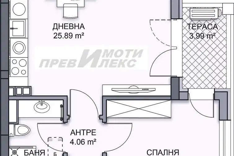 Двустаен апартамент в Пловдив, Кършияка