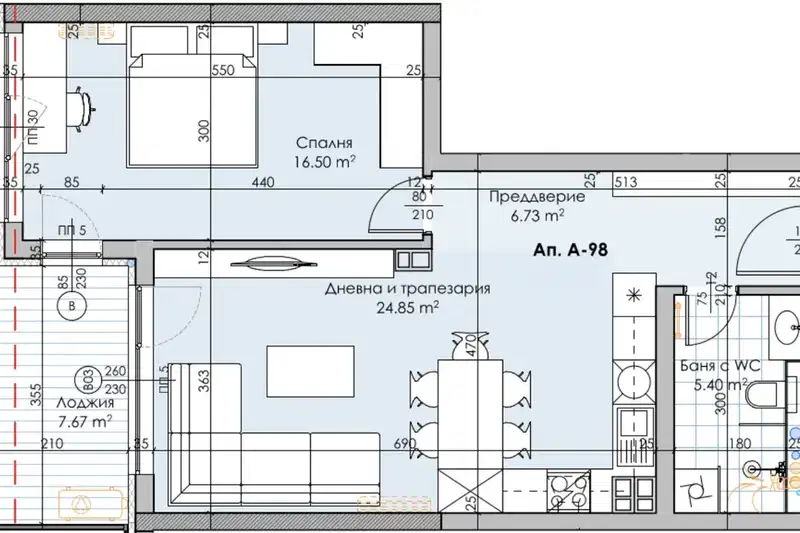 2-bedroom apartment in Plovdiv, Kyrshiyaka