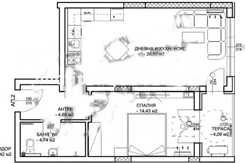 2-bedroom apartment in Plovdiv, Kyuchuk Parij
