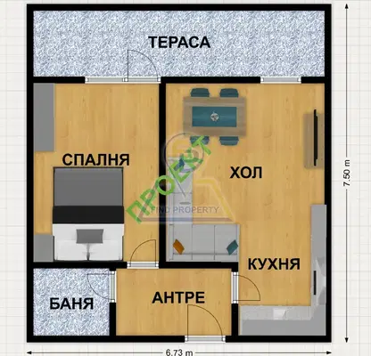 Снимка 2 — Двустаен апартамент с голяма тераса в Лазур, Бургас