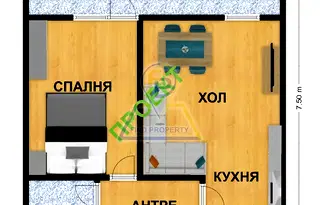 Двустаен апартамент с голяма тераса в Лазур, Бургас