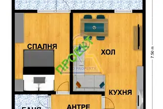 Двустаен апартамент с голяма тераса в Лазур, Бургас