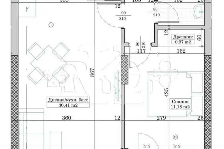 Двустаен апартамент с южно изложение в Левски 2, Варна