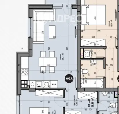 Photo 3 — Two-room apartment in Lyulin 5 with elevator, new-build