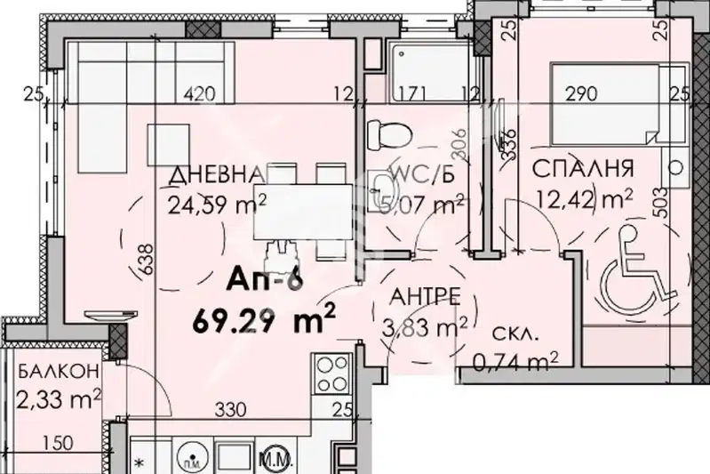 Двустаен апартамент в Бургас, Мадика